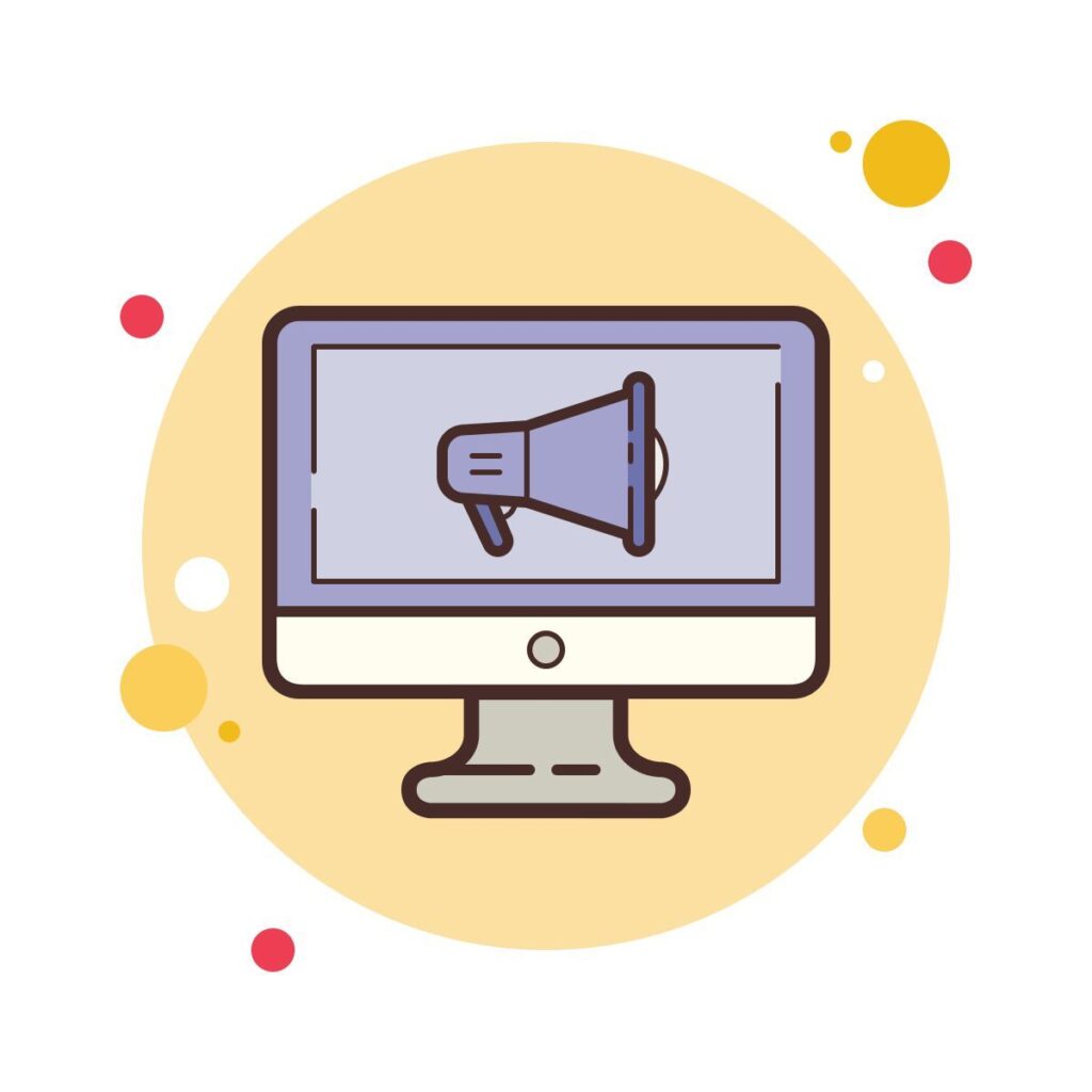 social media marketing icon in bubbles style